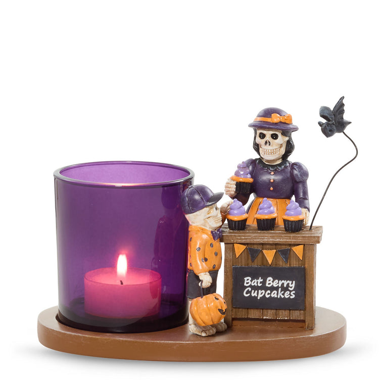 Bonebury Lane Bat Berry Cake Tea Light Candle Holder O7