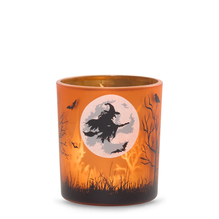 Orange Witch's Moon Tea Light Candle Holder W5