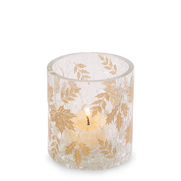 Crackle Leaves Tea Light Candle Holder K3