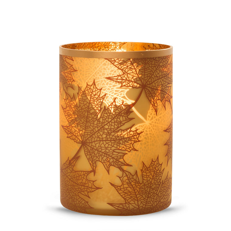Crackle Leaves Jar Candle Holder K4